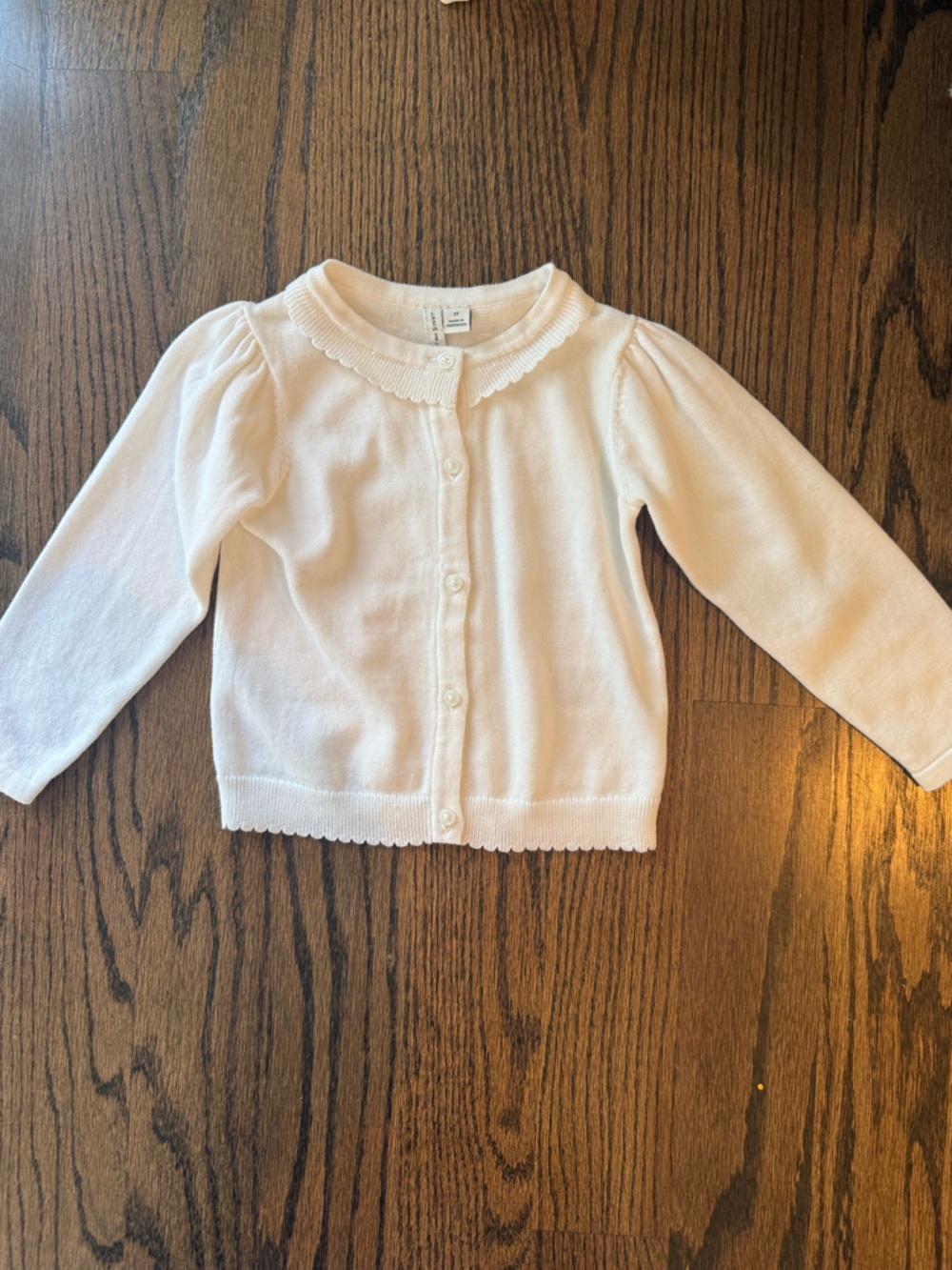 Janie and Jack Cream Button-Front Scalloped Trim Cardigan